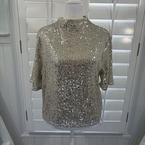 NWT H&M Glittering Silver Sequin Blouse